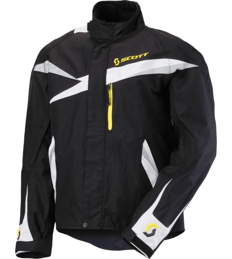 Aldrin jacket. Color, black with white details on the wrist and across chest.